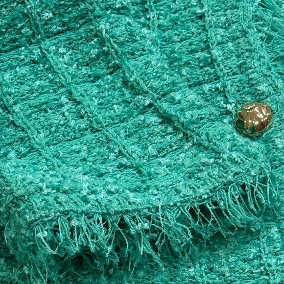 Rabe Textured Buttoned Jacket, Turquoise - Picture 7 of 10